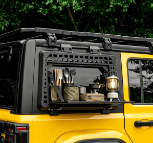 Rear Window Storage MOLLE Panel Flank Kit With Fold Down Stable Worktable for MOLLE Accessories