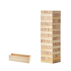 Tumbling Timber Toy, 54 Blocks Tumble Tower Blocks Game, Pine Wood Tumbling Tower Game with Storage Crate, Multiple Ways to Play Wooden Stacking